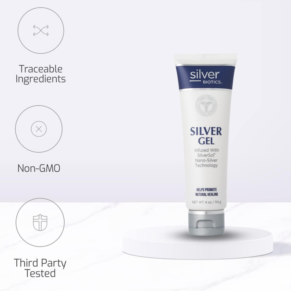 Silver Biotics Colloidal Nano Silversol Ago 20 Ppm Healing & Soothing Gel | Great For Healing Skin From Scars, Burns, Wounds, Blemishes & More | 4 Oz (Pack Of 2)