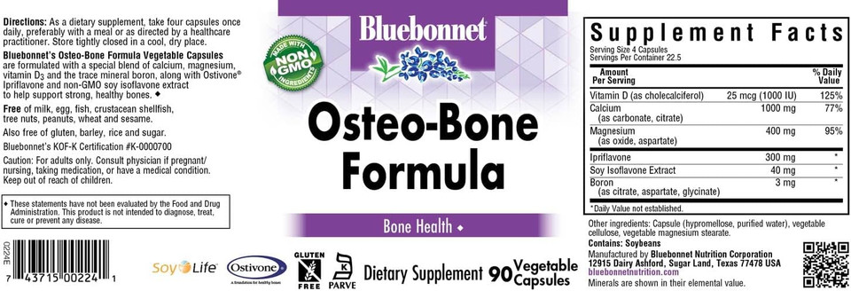 Bluebonnet Osteo-Bone Formula Vegetarian Capsules, 90 Count