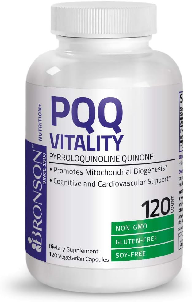 Bronson Pqq Vitality 20Mg Pyroloquinoline Quinone Supplement Promotes Mitochondrial Biogenesis Non-Gmo, 120 Vegetarian Capsules
