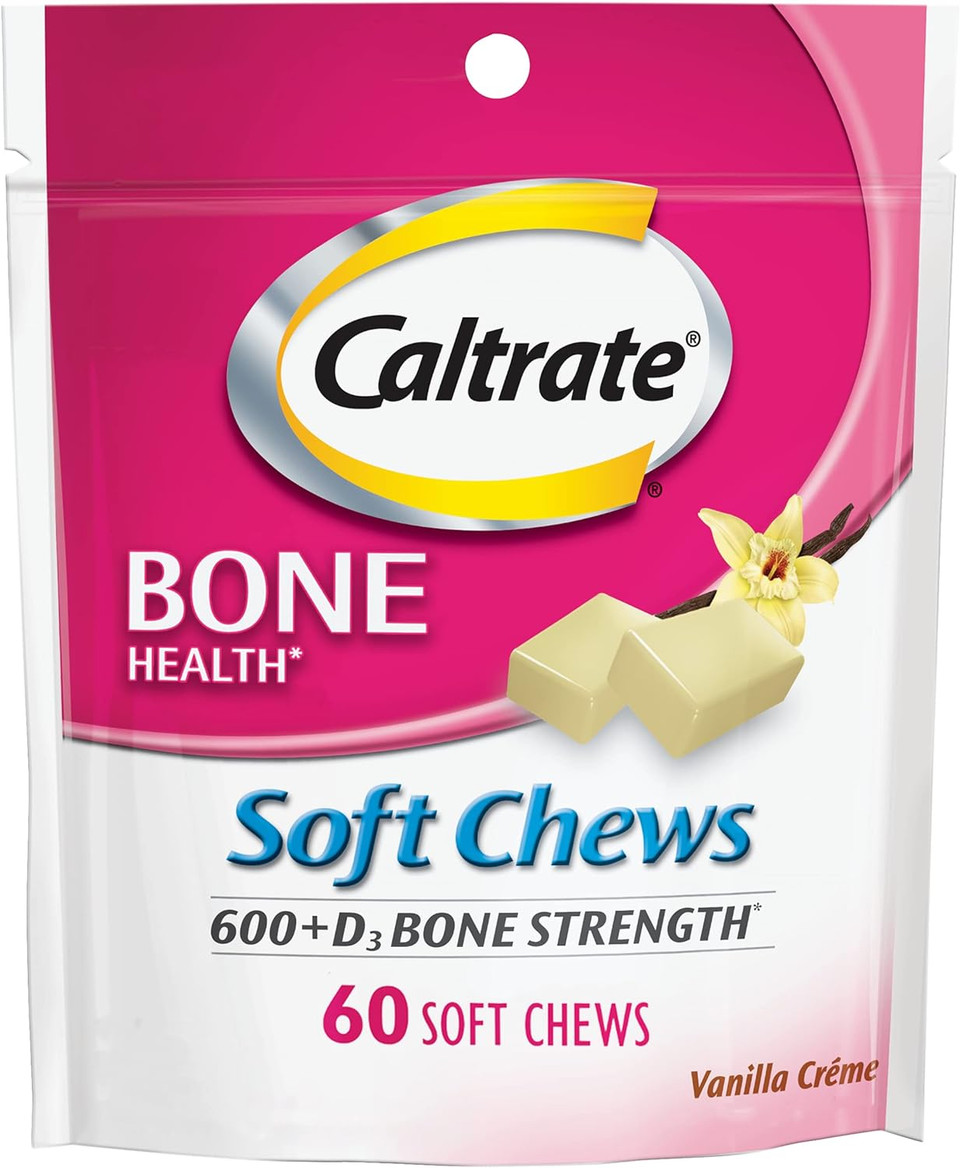 Caltrate Soft Chews 600 Plus D3 Calcium Vitamin D Supplement, Vanilla Creme - 60 Count