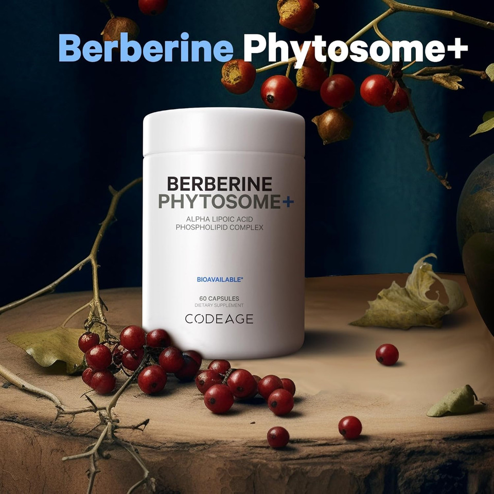 Codeage Berberine Phytosome Supplement - Berberine Hcl, Alpha Lipoic Acid, Phospholipid Complex - 2-Month Supply - Metabolic & Cardiovascular Support - Bioavailable, Gluten-Free, Non-Gmo - 60 Capsules