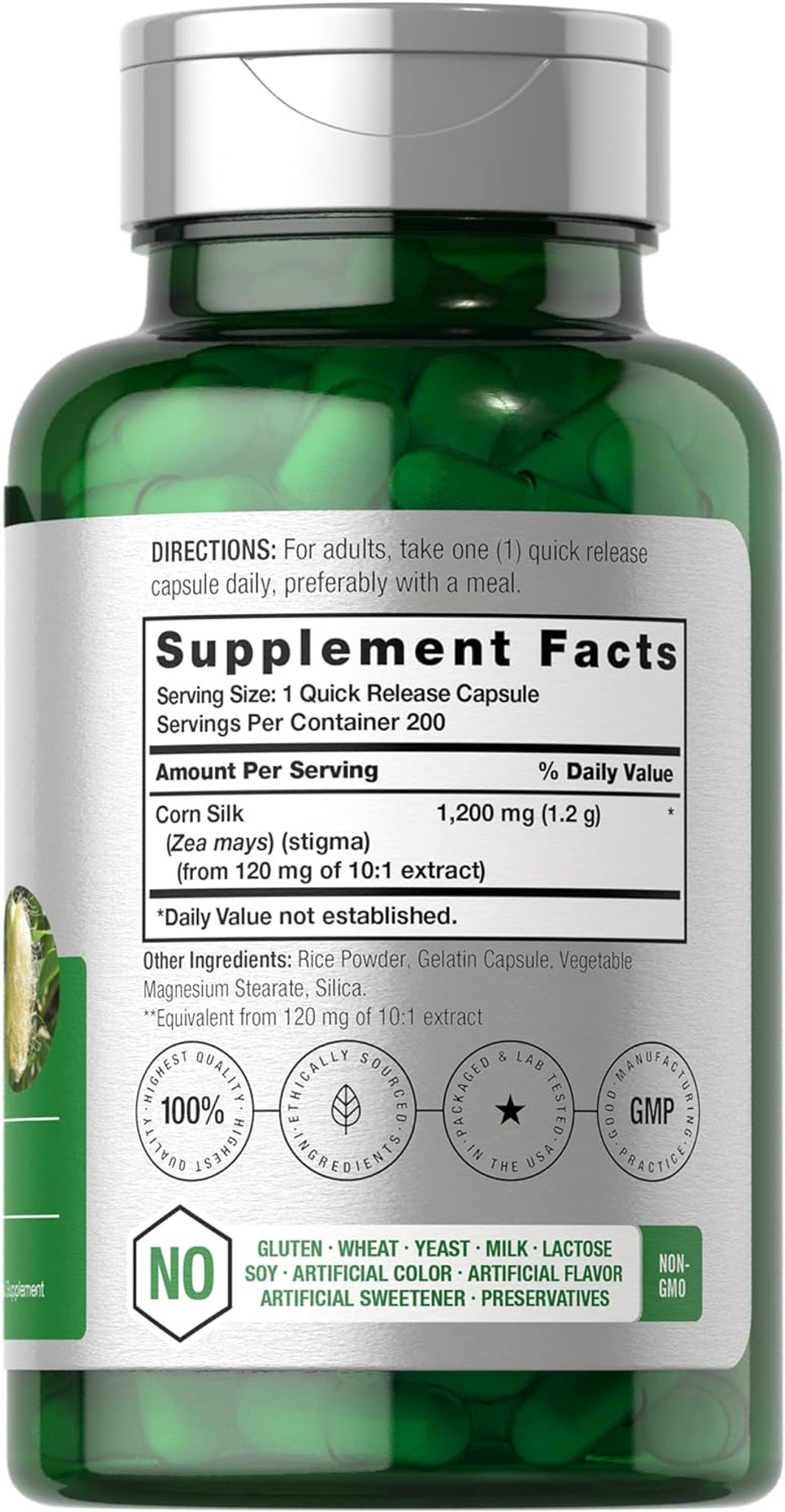 Corn Silk Capsules 1200Mg | 200 Count | Non-Gmo, Gluten Free Extract Supplement | By Horbaach