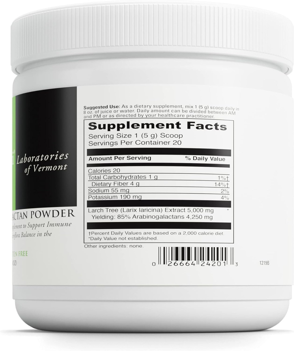 Davinci Labs Arabinogalactan Powder - Dietary Supplement To Support The Immune System, Gi Health And Microflora Balance - With 5000Mg Of Larch Tree Extract Per Scoop - Gluten-Free - Vegetarian - 100G