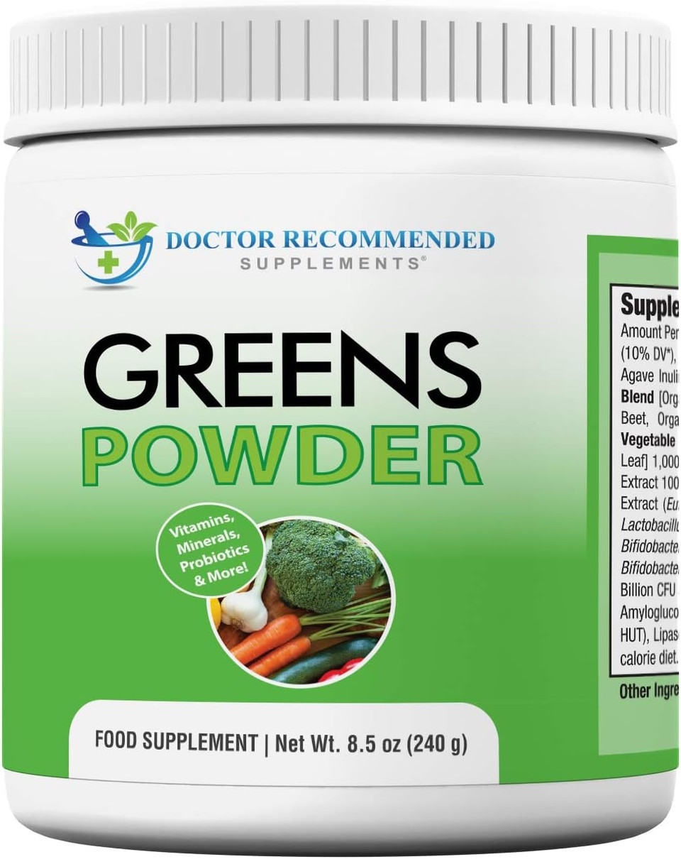 Doctor Recommended Greens Powder  Whole Food Nutritional Supplement  Probiotics And Digestive Enzymes  Berry Taste  Gluten-Free, Non-Gmo, Dairy-Free, Caffeine-Free, No Artificial Sweeteners