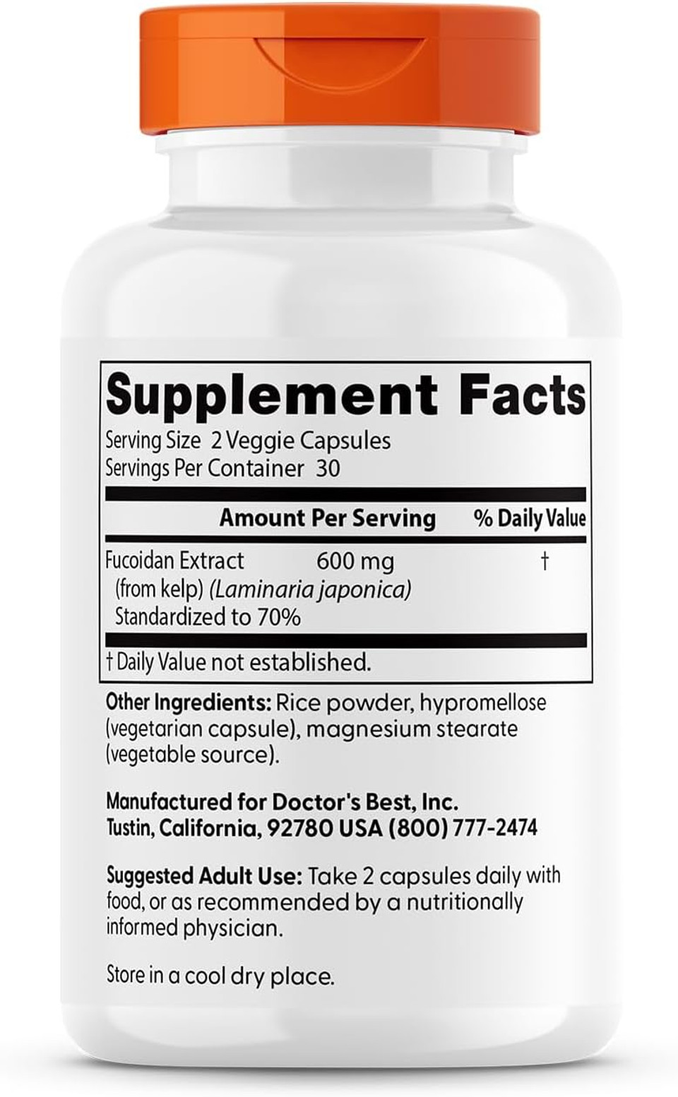 Doctor'S Best Fucoidan 70%, Non-Gmo, Vegan, Gluten Free, 60 Count Doctor'S Best Fucoidan 70%, Non-Gmo, Vegan, Gluten Free, 60 Count