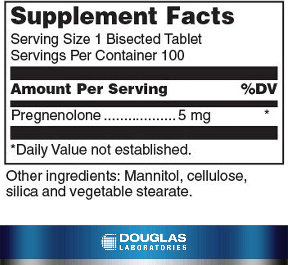 Douglas Laboratories Pregnenolone 5 Mg | Nutritional Supplement | Brain, Ovaries, Liver, Hormone Support* | 100 Tablets