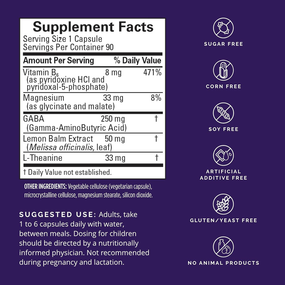 Dr Amen Brainmd Gaba Calming Support - 90 Capsules - Promotes Relaxation - Contains Magnesium, Vitamin B6 & Lemon Balm - 90 Servings