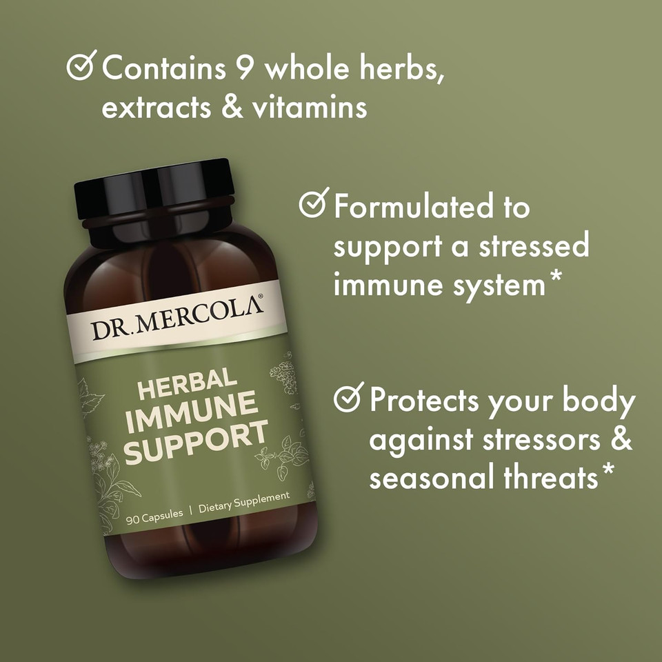 Dr. Mercola Herbal Immune Support, 30 Servings (90 Capsules), Dietary Supplement, Supports Immune Heath And Detoxification Processes, Non-Gmo