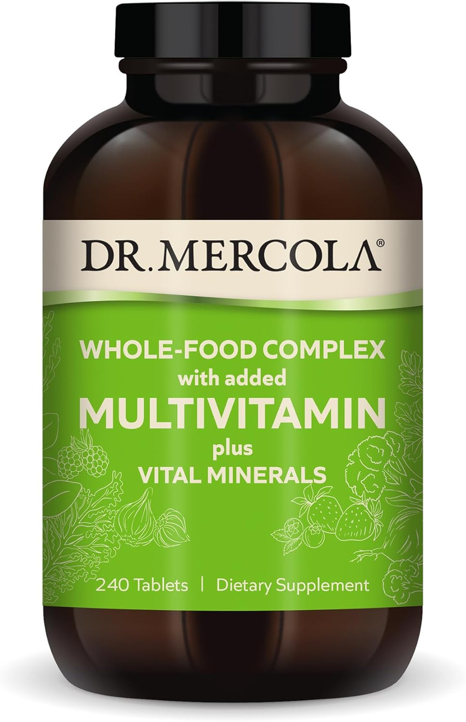 Dr. Mercola Whole-Food Complex With Added Multivitamin Plus Vital Minerals, 30 Servings (240 Tablets), Dietary Supplement, Supports Overall Health