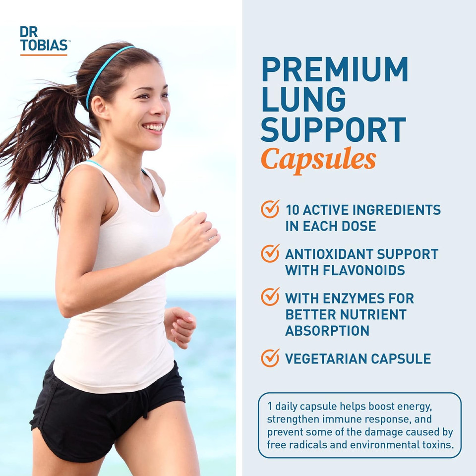 Dr. Tobias Lung Health, Lung Support Supplement With Vitamin C, Butterbur, Quercetin & Bromelain, Lung Cleanse & Detox Formula For Bronchial & Respiratory System, Non-Gmo, 60 Capsules, 60 Servings60 Count (Pack Of 1)