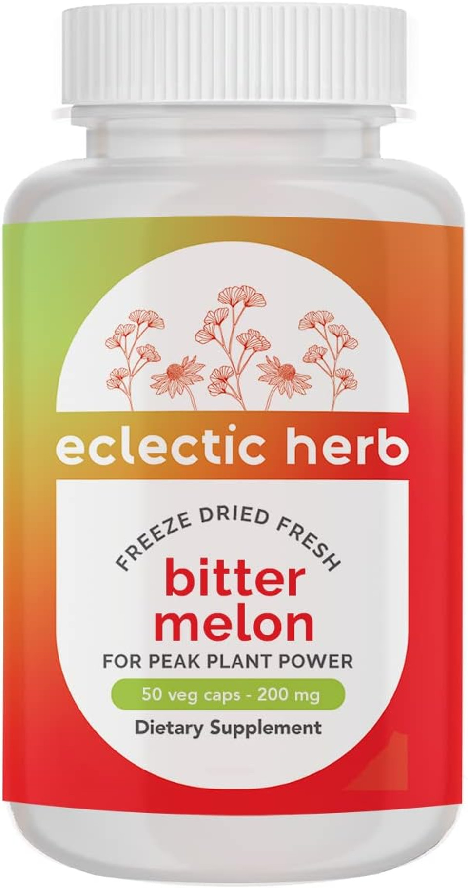 Eclectic Institute Raw Fresh Freeze-Dried Non-Gmo Bitter Melon | 50 Ct (200 Mg)Blue50 Count