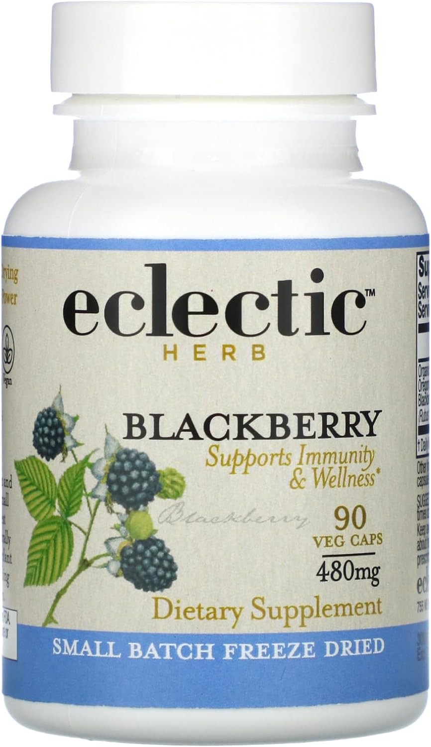 Eclectic Institute Raw Fresh Freeze-Dried Non-Gmo Blackberry Fruit | 90 Ct (480 Mg)