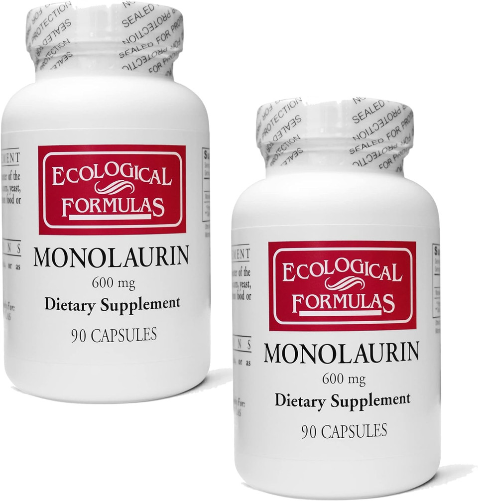 Ecological Formulas 600 Mg Monolaurin - Two Individually Sealed Bottles 180 Count180 Capsules 600 Mg