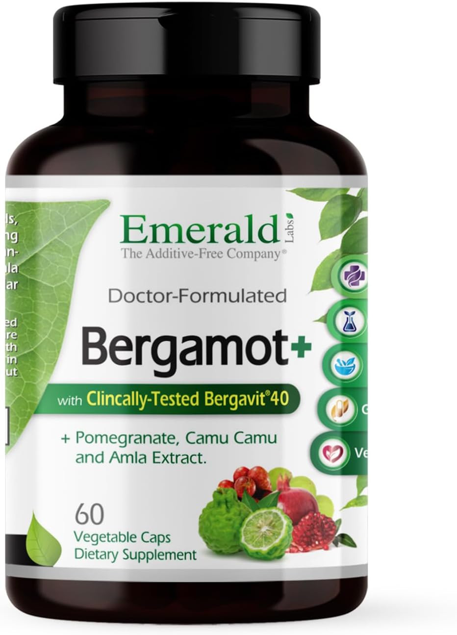 Emerald Labs Bergamot+ - Supports Metabolism & Heart Health With Bergamot, Pomegranate, Amla & Camu Camu - Gluten-Free & Vegan - 60 Vegetable Capsules (30 Servings)
