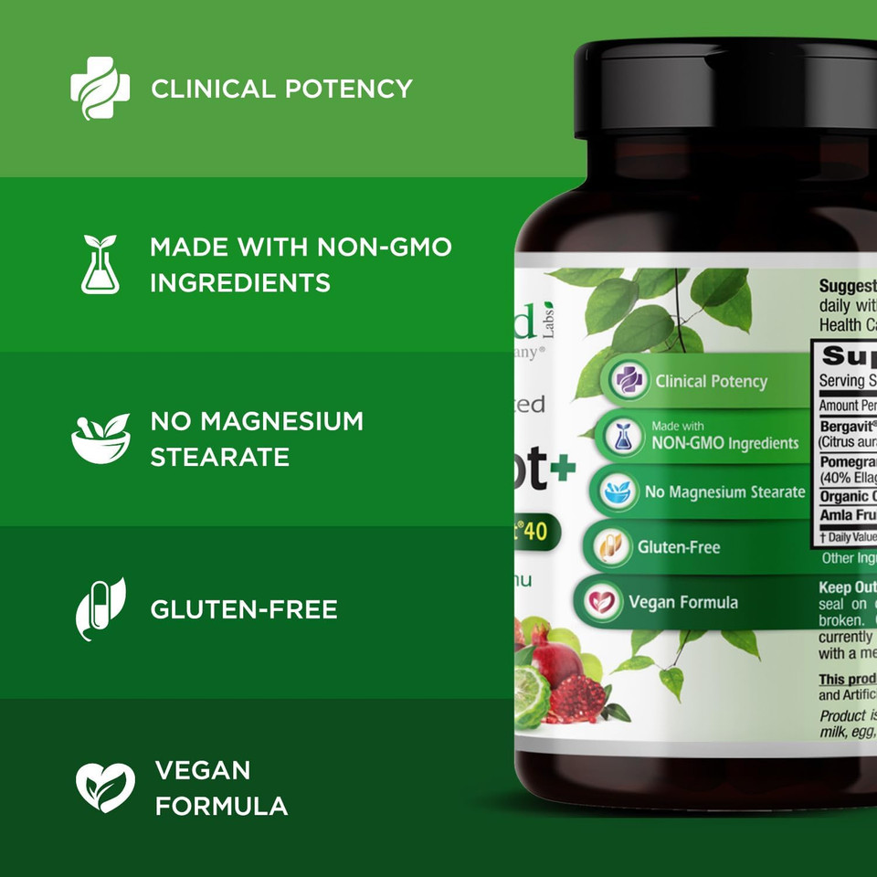 Emerald Labs Bergamot+ - Supports Metabolism & Heart Health With Bergamot, Pomegranate, Amla & Camu Camu - Gluten-Free & Vegan - 60 Vegetable Capsules (30 Servings)