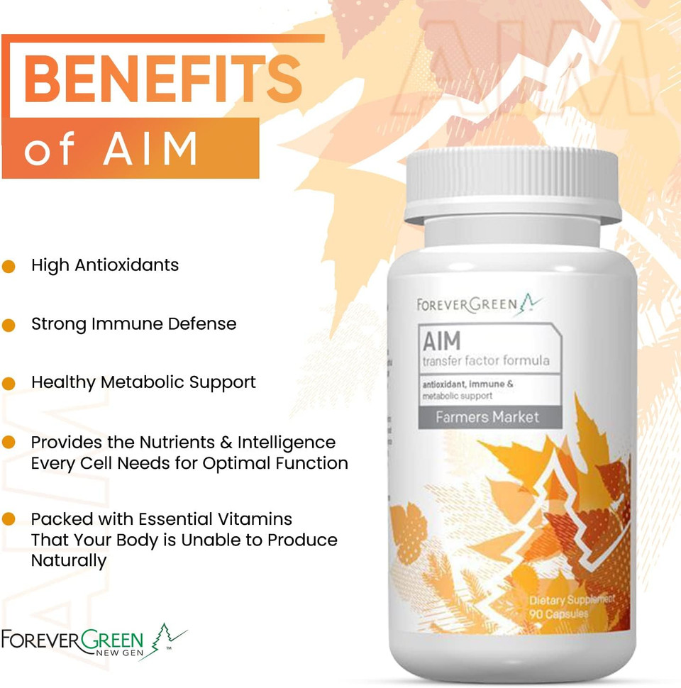 Forevergreen Aim With Transfer Factor And Advanced Formula For Metabolic Support And Antioxidant, 90 Capsules