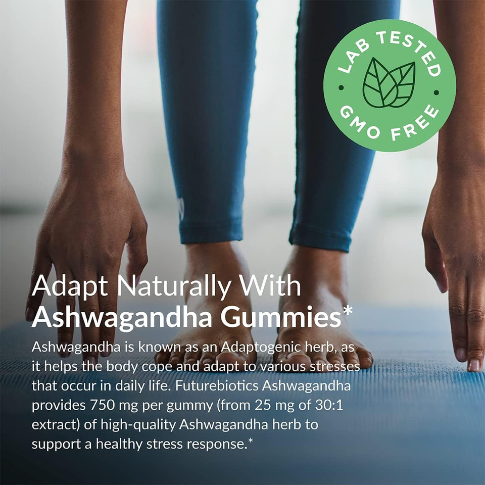 Futurebiotics Ashwagandha Gummies Stress & Mood Support - Non-Gmo, 120 Vegan Cherry Flavored Gummies120 Count (Pack Of 1)