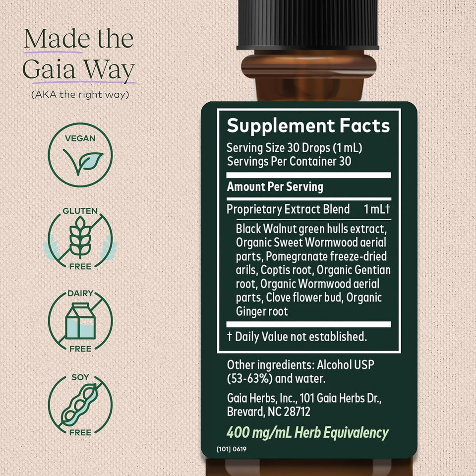 Gaia Herbs Wormwood Black Walnut Supreme, 1 Fl Oz (30 Ml)
