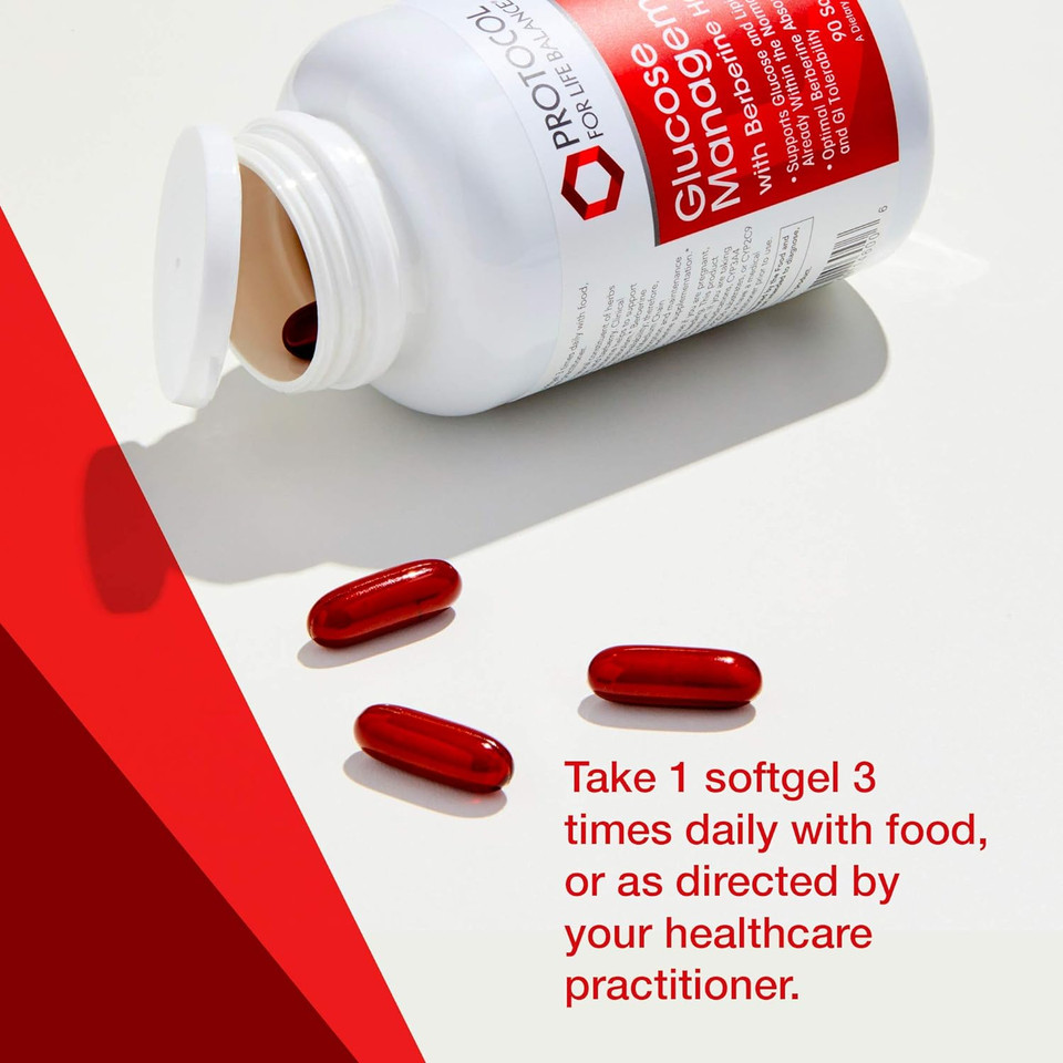 Glucose Management With Berberine Hcl, 90 Softgels, Protocol For Life Balance