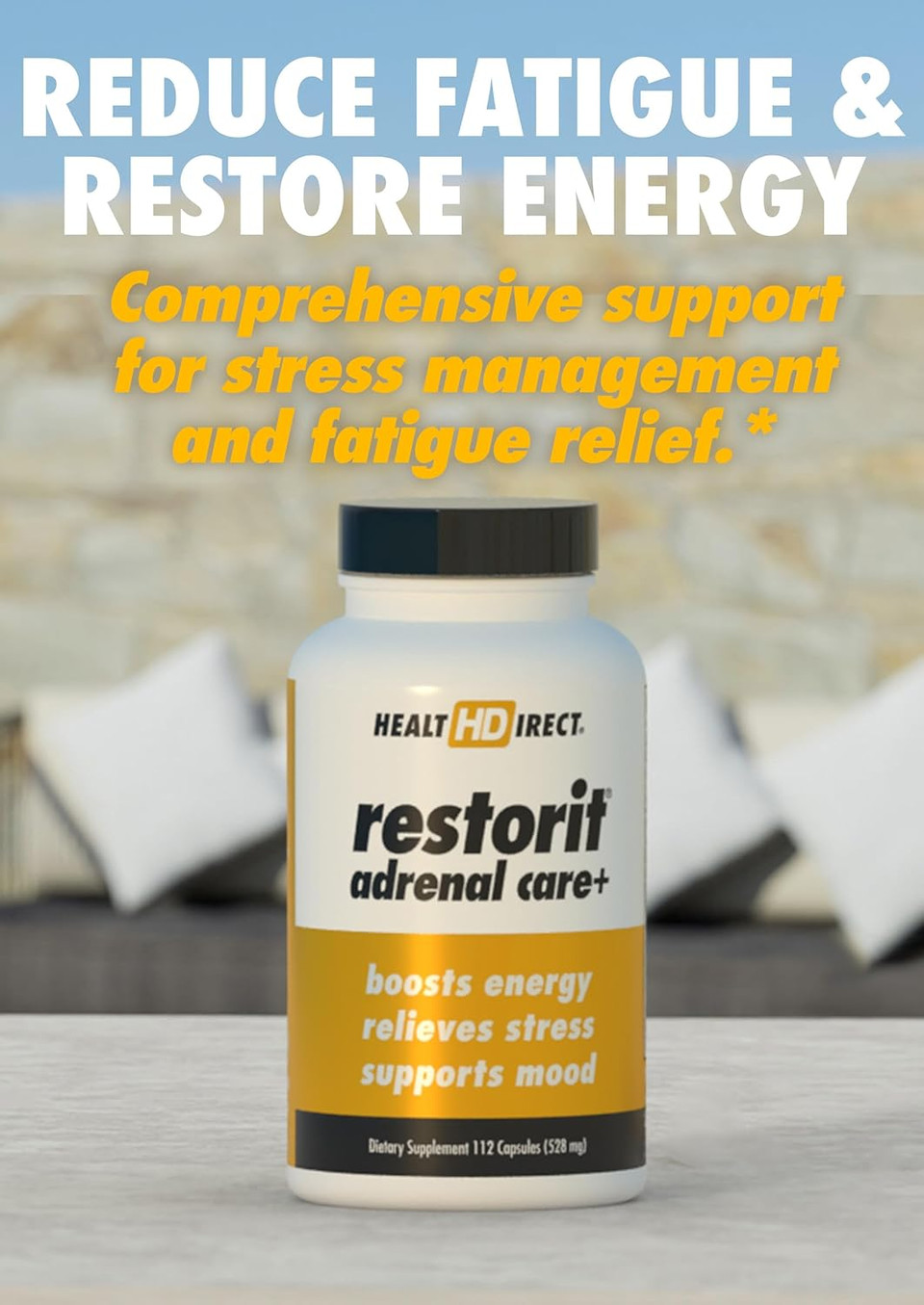 Health Direct - Restorit A+ Clinical-Strength - Stress Management & Fatigue Relief - Immune System Support For Women  112 Capsules