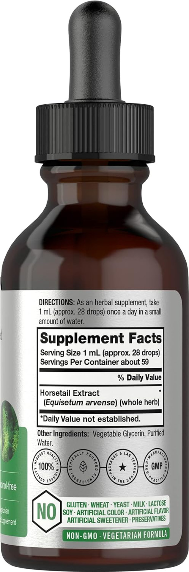 Horsetail Herb Liquid Extract | Alcohol Free | 2 Fl Oz | Vegetarian, Non-Gmo, & Gluten Free Supplement | By Horbaach