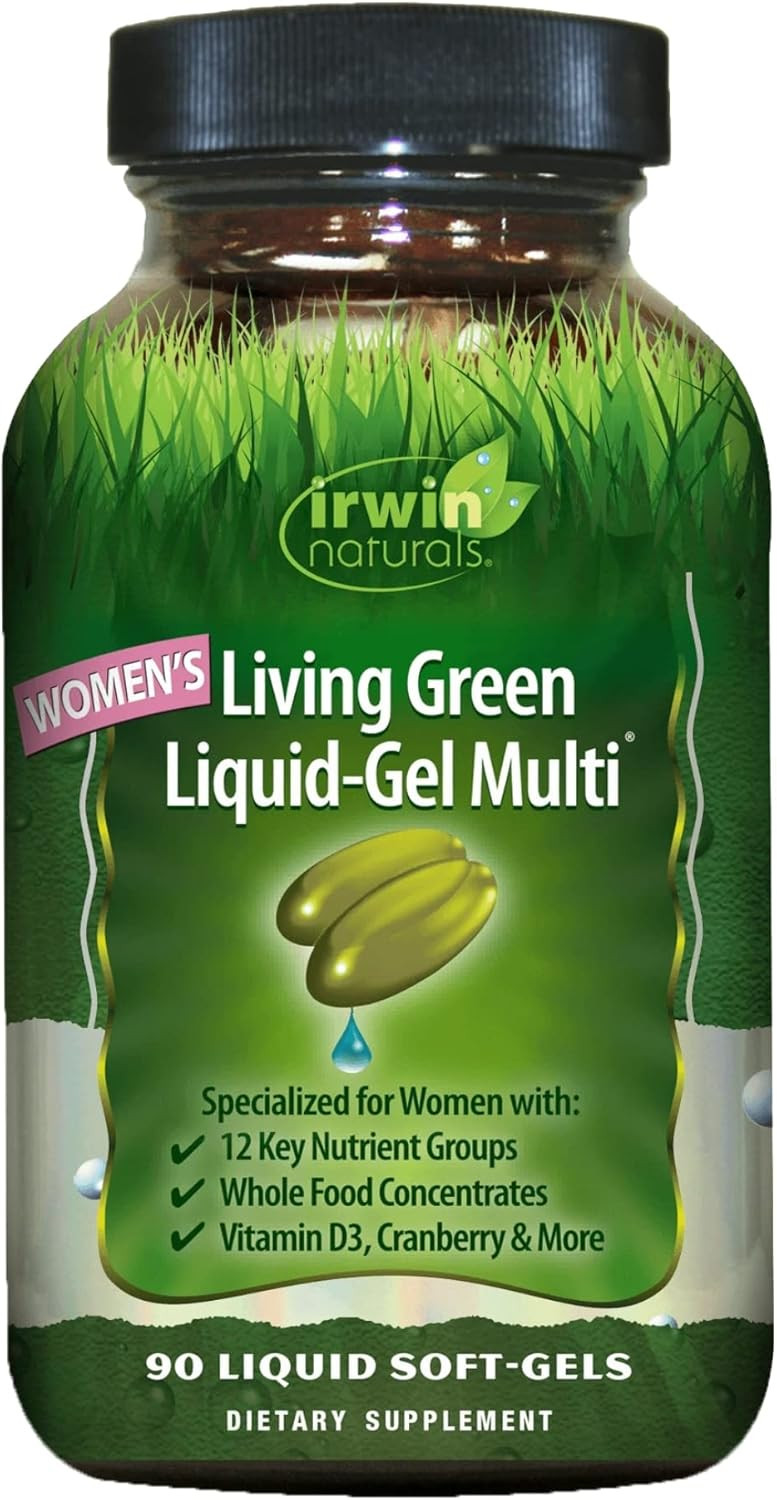 Irwin Naturals Women'S Living Green Liquid-Gel Multi Vitamin - 70 Essential Nutrients, Vitamins, Wholefood Blend - Targeted Support - 120 Liquid Softgels