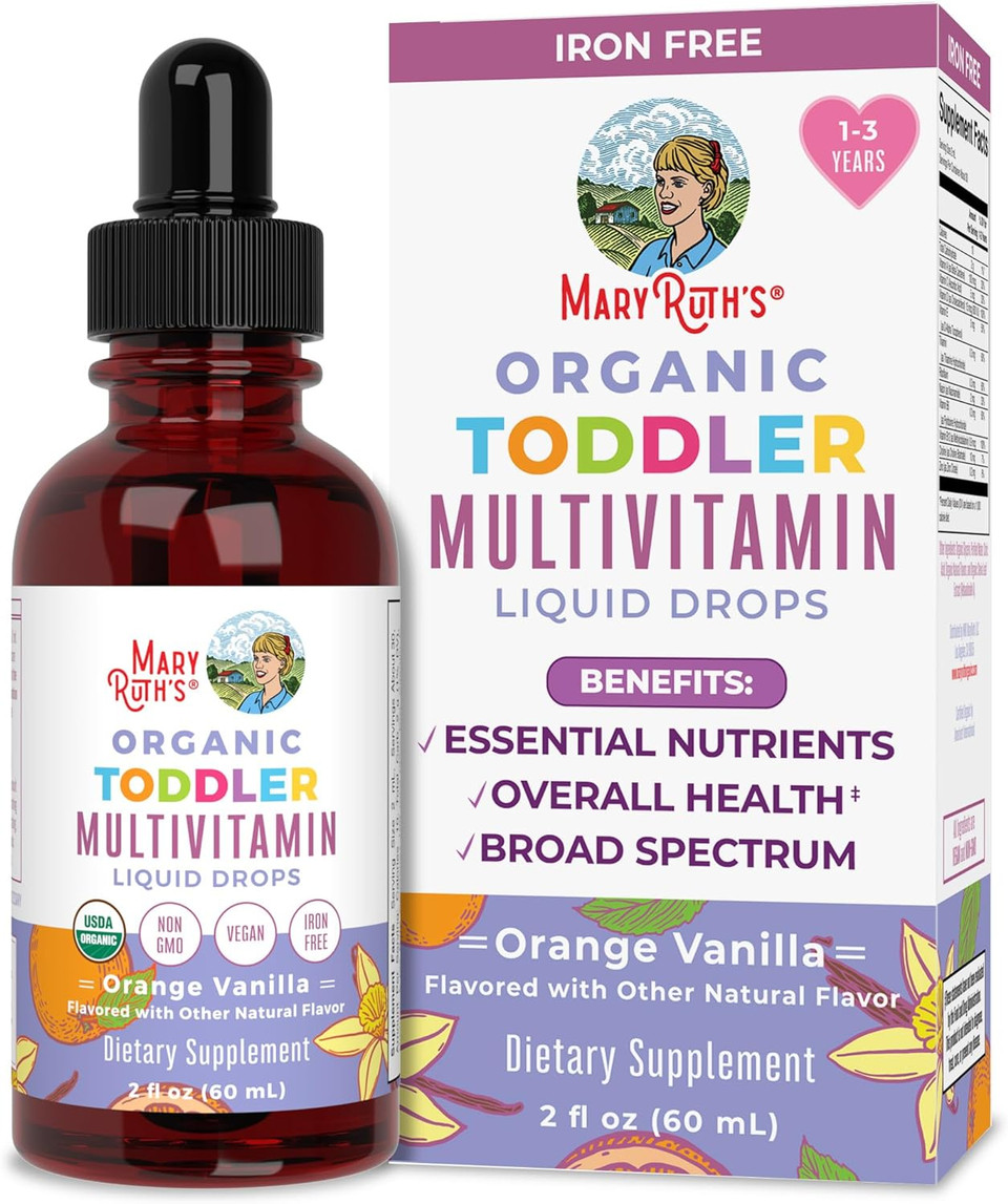 Kids Multivitamin For Toddlers By Maryruth'S | Usda Organic | Toddler Vitamins Liquid Drops For Kids Ages 1-3 | Immune Support & Overall Wellness | Vegan | Non-Gmo | Gluten Free | 2 Fl Oz