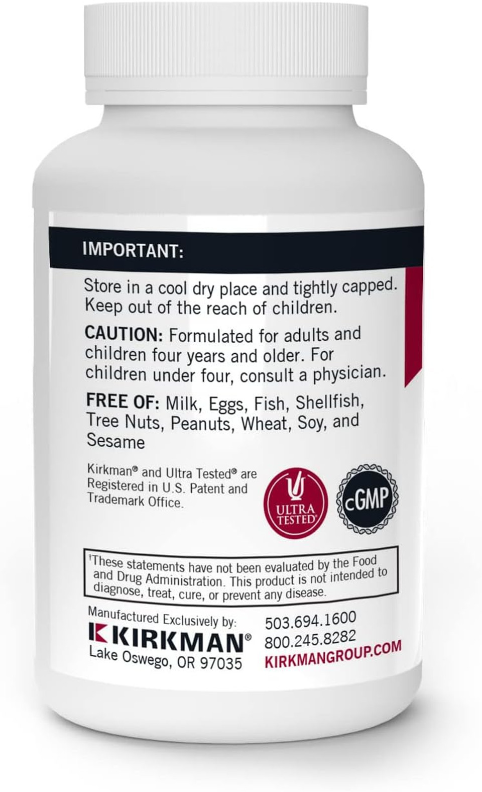 Kirkman - Dmg (Dimethylglycine) 300 Mg - 120 Capsules - High Potency - Supports Methylation - Hypoallergenic