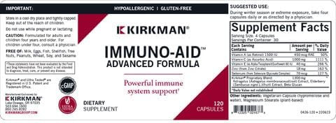 Kirkman - Immuno-Aid Advanced Formula - 120 Capsules - Immune Support - Potent Proprietary Blend - Hypoallergenic