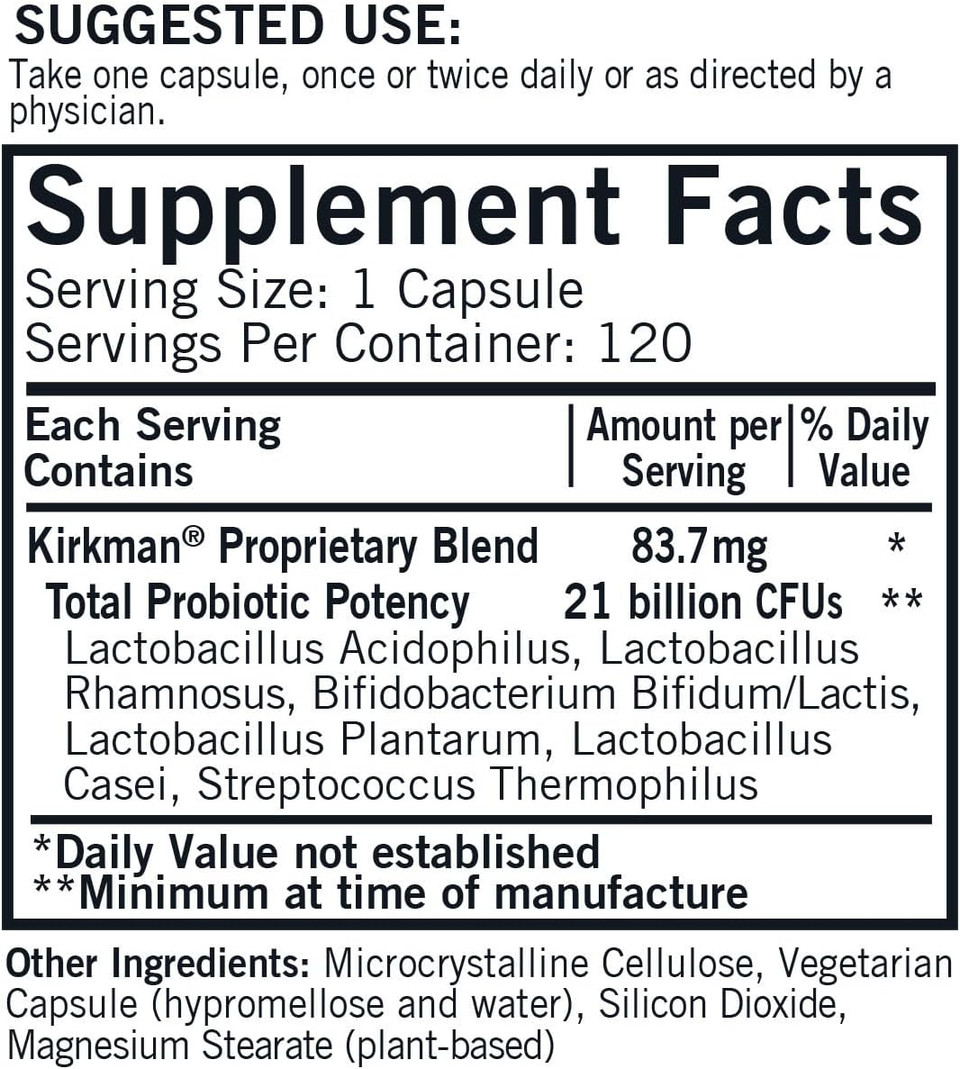 Kirkman - Pro-Bio Gold - 120 Capsules - Supports Immune Health - Digestive Aid With Probiotics - Hypoallergenic