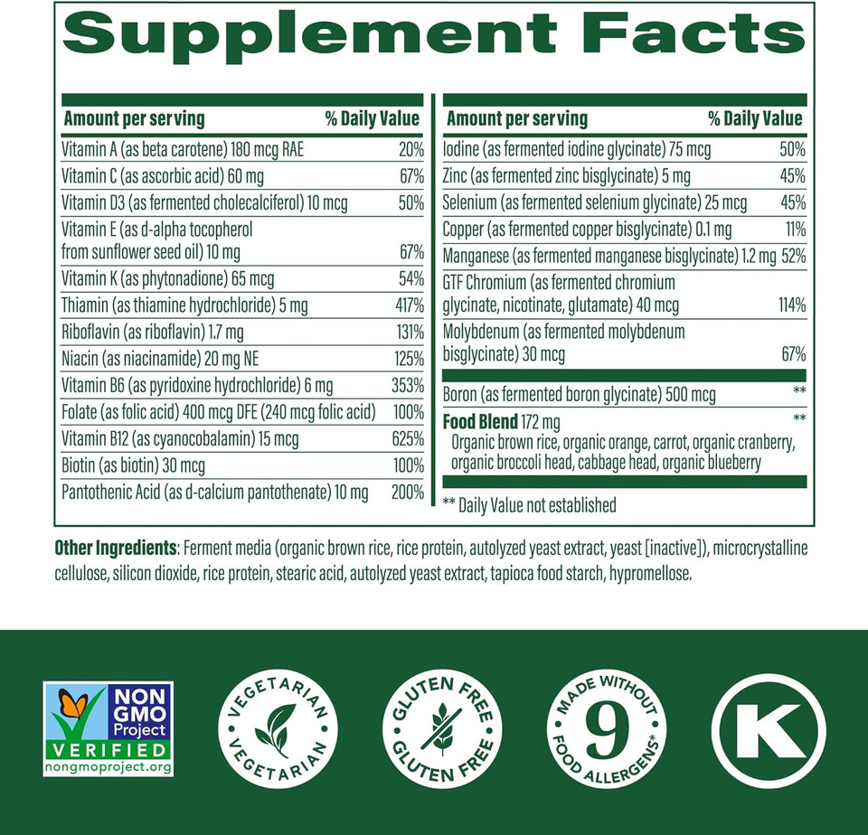 Megafood One Daily Iron Free Multivitamin - Multivitamin For Women And Men - With Real Food - Immune Support Supplement - Bone Health - Energy Metabolism - Vegetarian; Non-Gmo; No Iron - 60 Tablets