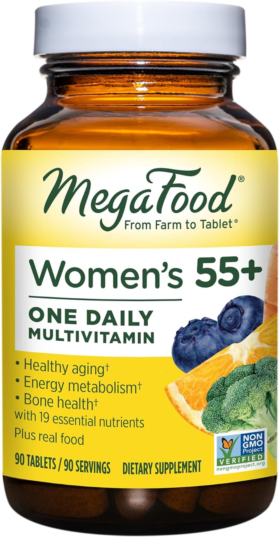 Megafood Women'S 55+ One Daily Multivitamin For Women With Vitamin A, Vitamin C, Vitamin D3 & Vitamin E For Optimal Aging Support - Plus Real Food - Immune Support Supplement- Vegetarian - 90 Tabs90 Count (Pack Of 1)