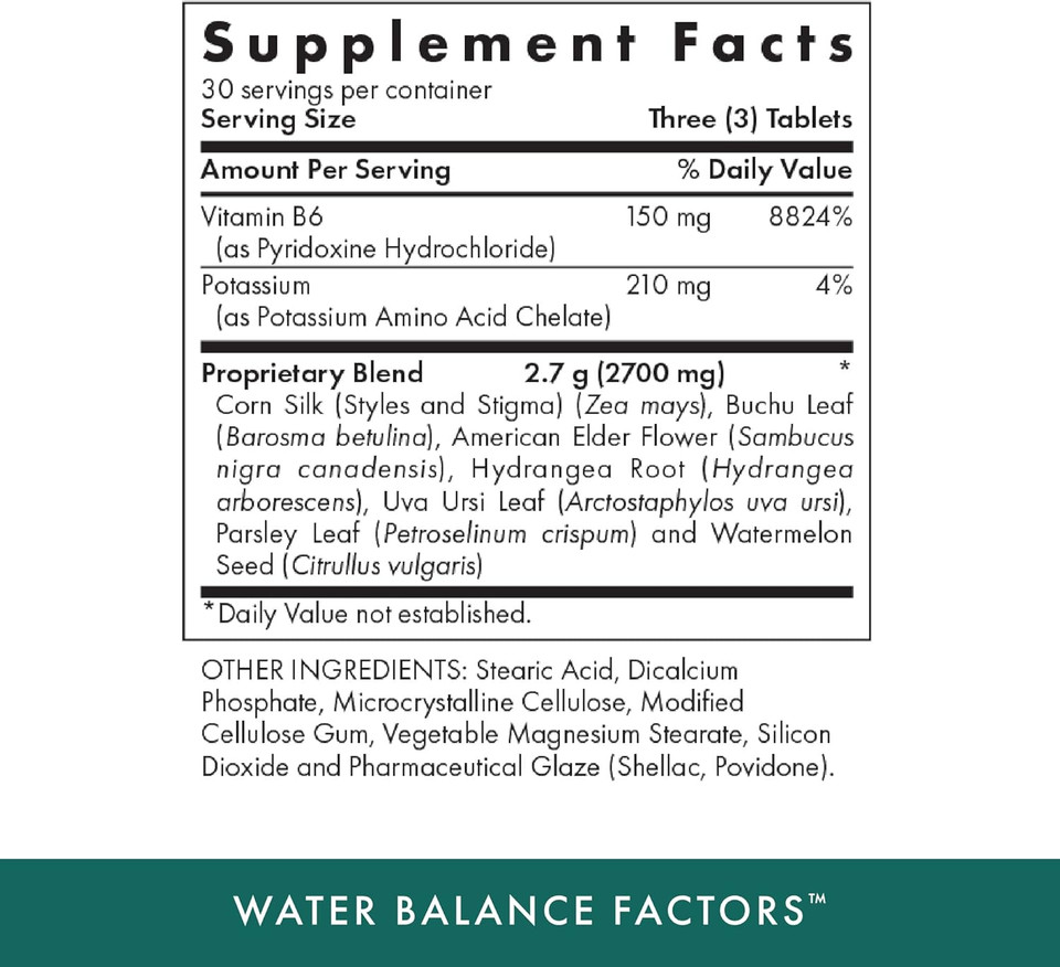 Michael'S Health Naturopathic Programs Water Balance Factors - 90 Vegetarian Tablets - Helps Balance Fluid Levels - With Potassium & Vitamin B6 - Gluten Free, Kosher - 30 Servings