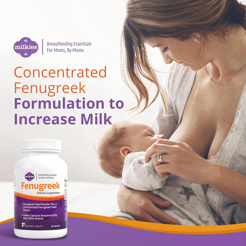 Milkies Fairhaven Health Fenugreek 2000Mg Vegan Supplement For Breastfeeding Women, Lactation Support, Herbal - Gluten, Dairy And Soy Free - 1 Month Supply
