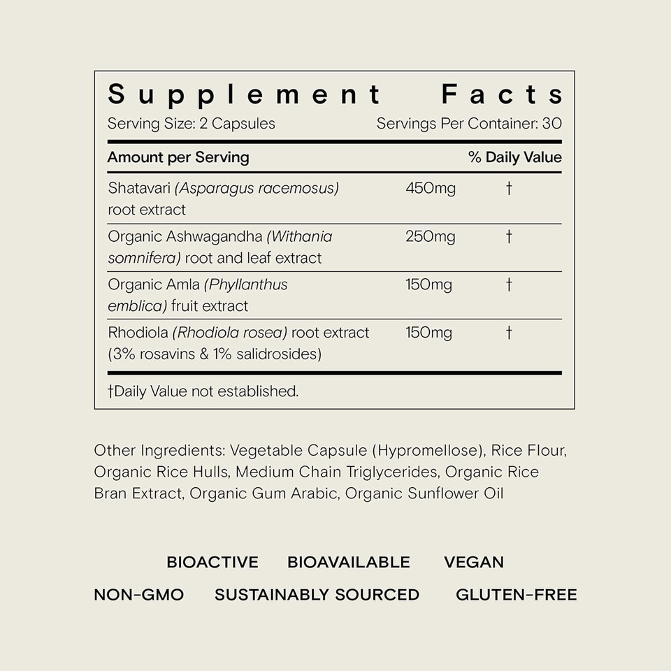 Moon Juice Superyou Natural Calming Supplement & Daily Mood Support - 250Mg Ashwagandha, 150Mg Rhodiola, 450Mg Shatavari & 150Mg Amla - Organically Grown, Vegan, Non-Gmo (60 Capsules) (Bottle)