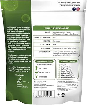 Mrm Nutrition Organic Ashwagandha Root Powder | Superfoods | Ancient Adaptogen | Antioxidants | Vegan + Gluten-Free | 113 Servings