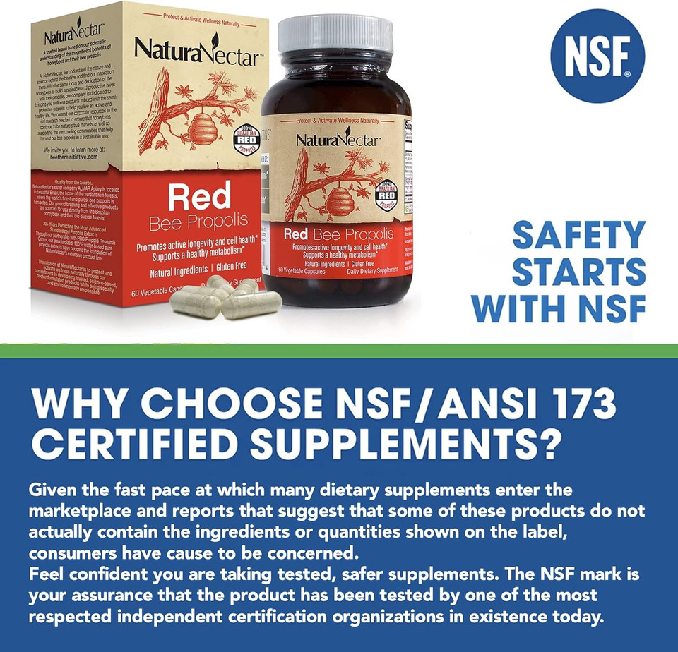 Naturanectar Red Bee Propolis - Nsf Contents Certified  Premium Brazilian Propolis