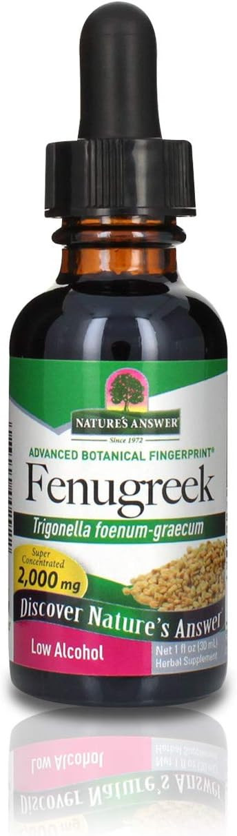 Nature'S Answer Fenugreek Seed With Organic Alcohol, 1-Fluid Ounce | Female Reproductive Support | Aid For Mothers | Lactation Support | Natural Menopause Aid (Pack Of 1)