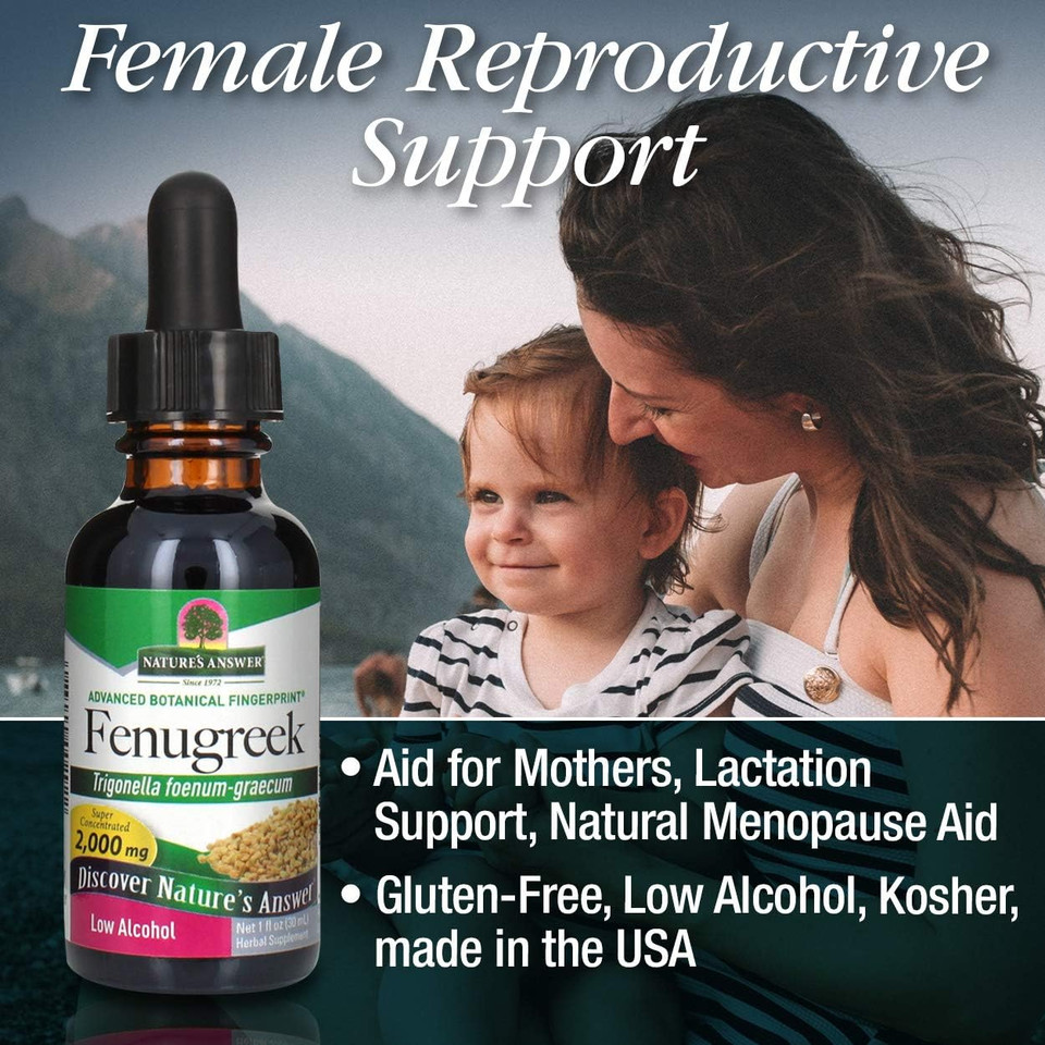 Nature'S Answer Fenugreek Seed With Organic Alcohol, 1-Fluid Ounce | Female Reproductive Support | Aid For Mothers | Lactation Support | Natural Menopause Aid (Pack Of 1)