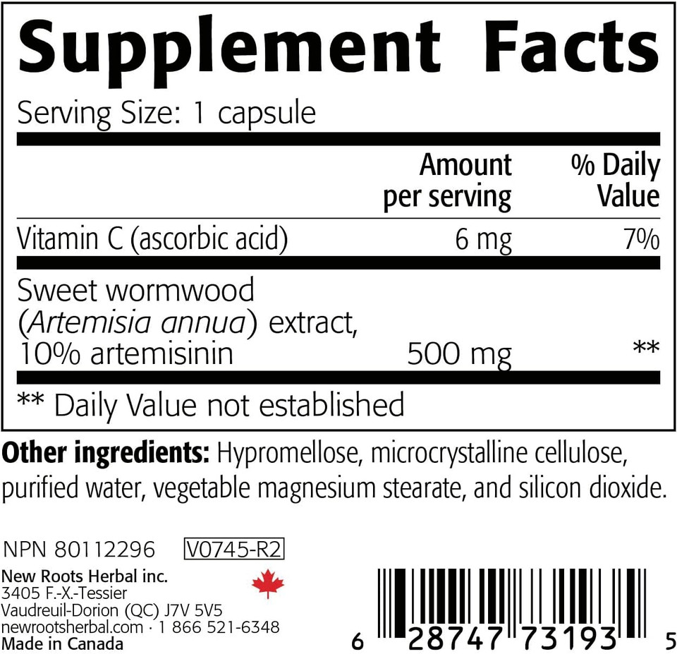 New Roots Herbal Sweet Wormwood Max (60 Vegetable Capsules) | Supports Immune Health | 60 Day Support