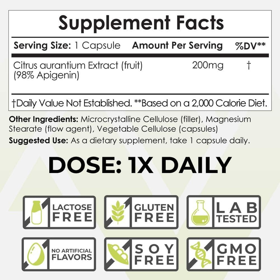 Nootropics Depot Apigenin Capsules | 200Mg | 30 Count | >98% Apigenin | Supports Healthy Stress Levels30 Count (Pack Of 1)