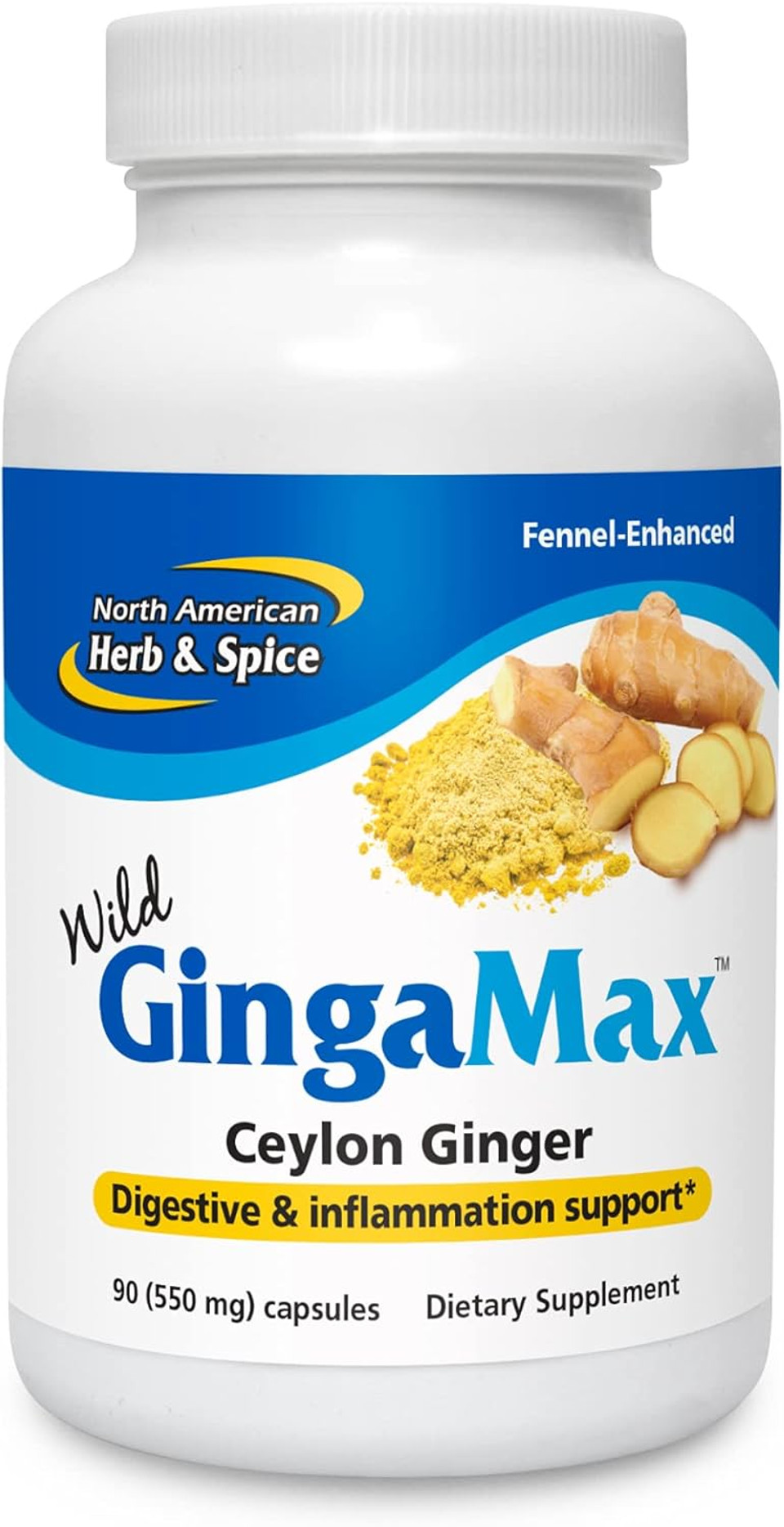 North American Herb & Spice Gingamax - 90 Capsules - Ceylon Ginger - Digestive Support - Non-Gmo - 45 Servings