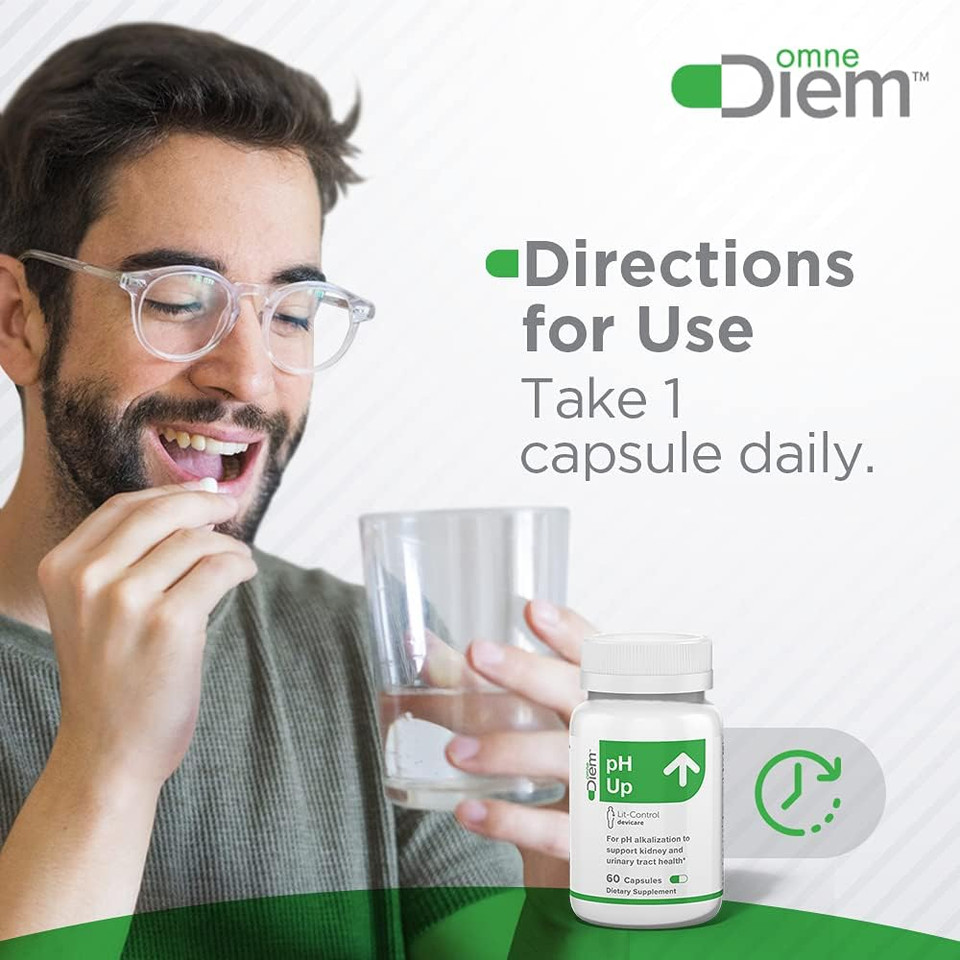 Omne Diem Lit-Control Ph Up, 60 Capsules  Dietary Supplement For Ph Alkalization To Support Kidney & Urinary Tract Health