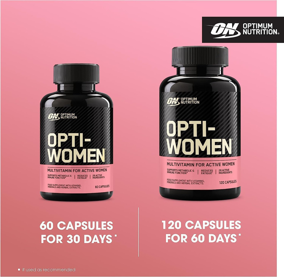 Optimum Nutrition Opti-Women, Vitamin C, Zinc And Vitamin D For Immune Support Womens Daily Multivitamin Supplement With Iron, Capsules, 120 Count120 Count (Pack Of 1)