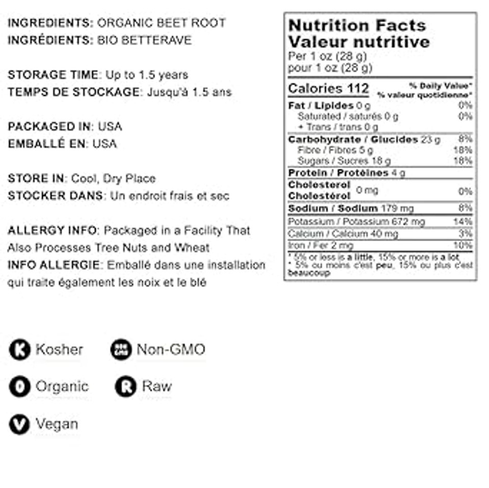 Organic Beet Root Powder, 8 Ounces  Non-Gmo, Raw, Kosher, 100% Pure, Vegan Superfood, Bulk, Rich In Iron And Fiber, Great For Juices, Drinks, And Smoothies0.5 Pound