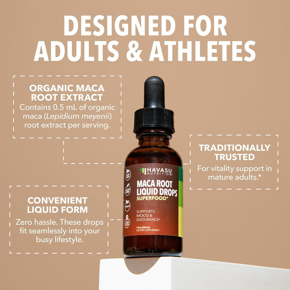 Organic Maca Root Drops Liquid | Supports Endurance, Mood, And Performance In Men & Women | Black Maca To Promote Overall Health & Support Fertility | Alcohol Free, Non-Gmo, Vegan, Unflavored, 30Ml