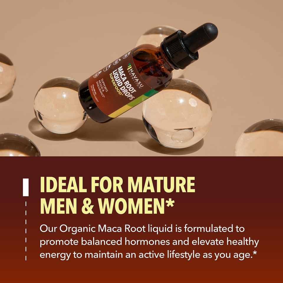 Organic Maca Root Drops Liquid | Supports Endurance, Mood, And Performance In Men & Women | Black Maca To Promote Overall Health & Support Fertility | Alcohol Free, Non-Gmo, Vegan, Unflavored, 30Ml