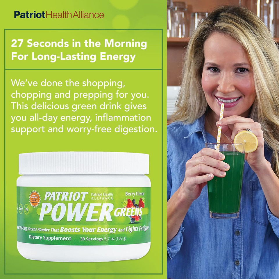 Patriot Power Greens: Green Drink - Superfood Dietary Supplement - 40+ Fruits & Vegetables -30 Day Supply - 5.7 Ounce5.70 Ounce (Pack Of 1)