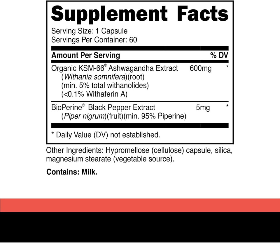 Primal Ksm-66 Ashwagandha Capsules (60 Capsules / 60 Servings, 600 Mg Ksm-66 Per Serving) | Premium Ashwagandha Root Extract - Gluten Free, Non-Gmo Nutritional Supplement