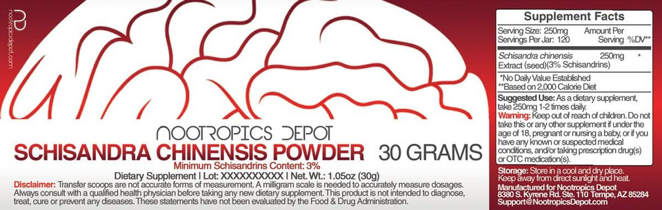Schisandra Chinensis Powder | 30 Grams | Minimum 3% Schisandrins | Ayurveda Supplement | Supports Healthy Stress Levels, Respiratory Health, And Cognitive Function